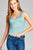 Ladies fashion v-neck smocked detail lettuce hem crop rayon spandex tank top