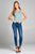 Ladies fashion v-neck smocked detail lettuce hem crop rayon spandex tank top