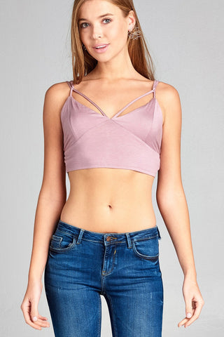 Ladies fashion front strap bustier detail rayon spandex crop top