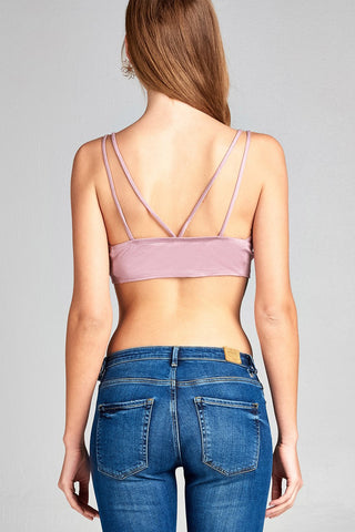 Ladies fashion front strap bustier detail rayon spandex crop top