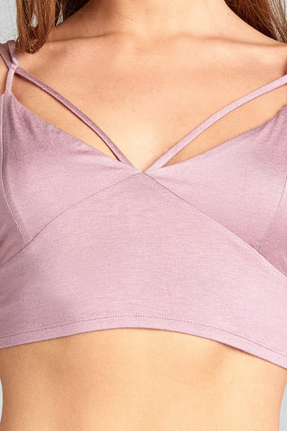 Ladies fashion front strap bustier detail rayon spandex crop top