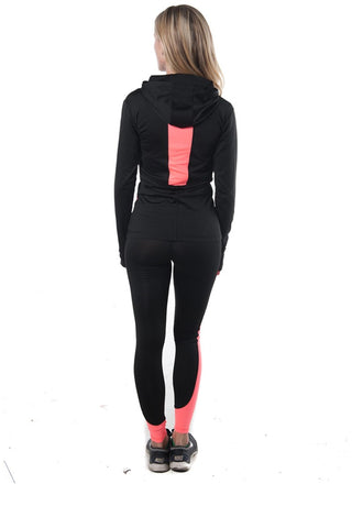 Ladies fashion active 2 pc set hooded outfit