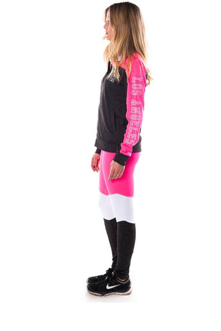 Ladies fashion active sport yoga / zumba 2 pc set zip up jacket & leggings outfit
