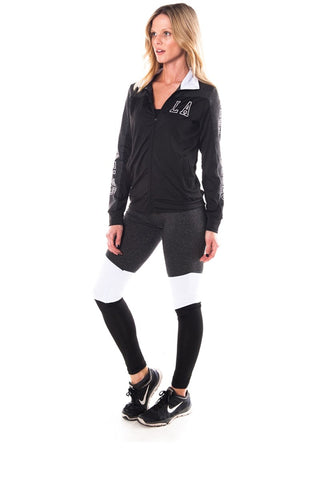 Ladies fashion active sport yoga / zumba 2 pc set zip up jacket & leggings outfit