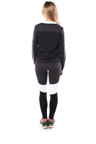 Ladies fashion active sport yoga / zumba 2 pc set zip up jacket & leggings outfit