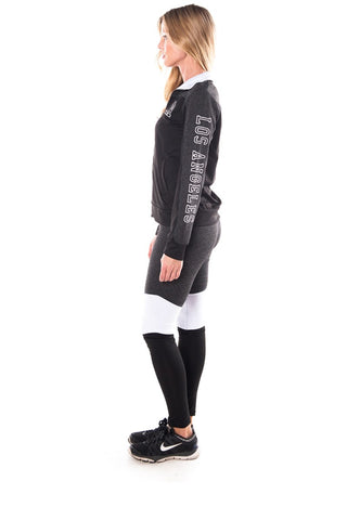 Ladies fashion plus size los angeles logo active 2 pcs set outfit