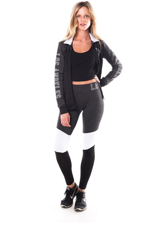 Ladies fashion plus size los angeles logo active 2 pcs set outfit