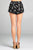 Ladies fashion front surplice w/lace trim floral print short pants