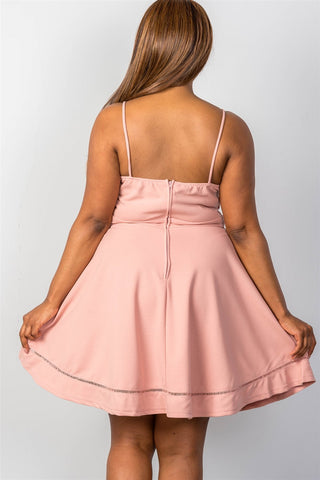 Ladies fashion plus size  lace-up midi dress