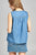 Ladies fashion sleeveless front lace up detail chambray top