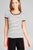 Ladies fashion short sleeve round neck yarn dye stripe rayon spandex jersey top