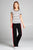 Ladies fashion short sleeve round neck yarn dye stripe rayon spandex jersey top