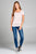 Ladies fashion short sleeve round neck yarn dye stripe rayon spandex jersey top