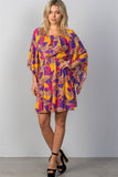 Ladies fashion multi floral bell sleeve dress - merchandiserus2