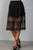 Ladies fashion boho elastic waist lined lace midi skirt