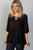 Ladies fashion 3/4 sleeve w/oring at front babydoll top