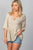 Ladies fashion 3/4 sleeve w/oring at front babydoll top