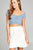 Ladies fashion short sleeve off the shoulder front shirring detail rayon spandex rib crop top