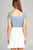 Ladies fashion short sleeve off the shoulder front shirring detail rayon spandex rib crop top