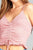 Ladies fashion v-neck shirring w/string cami stripe rayon spandex rib top