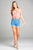 Ladies fashion v-neck shirring w/string cami stripe rayon spandex rib top