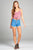Ladies fashion v-neck shirring w/string cami rayon spandex rib top