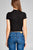 Ladies fashion short sleeve mock neck ruffle hem rayon spandex rib top