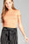 Ladies fashion short sleeve mock neck ruffle hem rayon spandex rib top