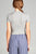 Ladies fashion short sleeve mock neck ruffle hem rayon spandex rib top