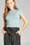 Ladies fashion short sleeve mock neck ruffle hem rayon spandex rib top