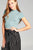 Ladies fashion short sleeve mock neck ruffle hem rayon spandex rib top