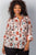 Ladies fashion plus size multi mix printed roll-sleeve plus size top
