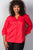 Ladies fashion plus size red roll-sleeve plus size top
