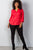 Ladies fashion plus size red roll-sleeve plus size top