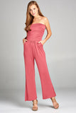 Ladies fashion tube top long wide leg rayon spandex jumpsuit