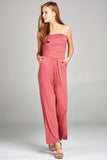 Ladies fashion tube top long wide leg rayon spandex jumpsuit