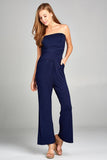 Ladies fashion tube top long wide leg rayon spandex jumpsuit