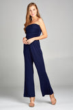 Ladies fashion tube top long wide leg rayon spandex jumpsuit