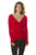 Ladies fashion v-neck button down cardigan w/ elbow patch