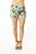 Ladies fashion zip up floral print short