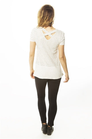 Ladies fashion short sleeve v neck top
