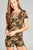 Ladies fashion short sleeve v-neck w/cross strap bodycon camo print cotton spandex romper