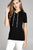 Ladies fashion short sleeve w/wide stripe drawstring hoodie cotton rayon spandex top