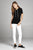 Ladies fashion short sleeve w/wide stripe drawstring hoodie cotton rayon spandex top