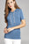 Ladies fashion short sleeve w/wide stripe drawstring hoodie cotton rayon spandex top