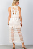 Ladies fashion bohemian crochet lace flounce ruffle maxi dress - merchandiserus2