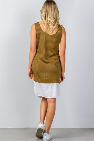 Ladies fashion  shirt hem pinstripe midi dress - merchandiserus2