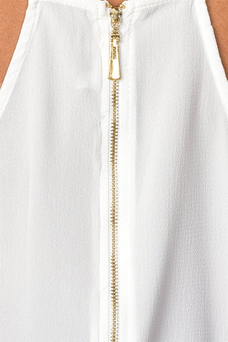 Ladies fashion plus size white sheer front cut-out plus size top