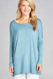 Ladies fashion long sleeve round neck rayon spandex jersey tunic top