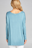 Ladies fashion long sleeve round neck rayon spandex jersey tunic top